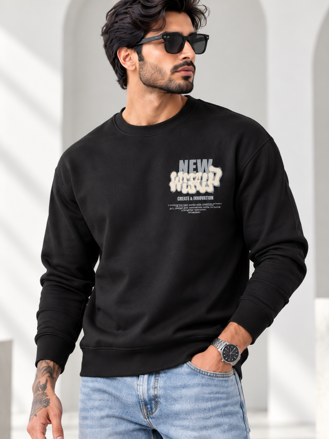 Black Colour Regular Fit  Primium Sweatshirt