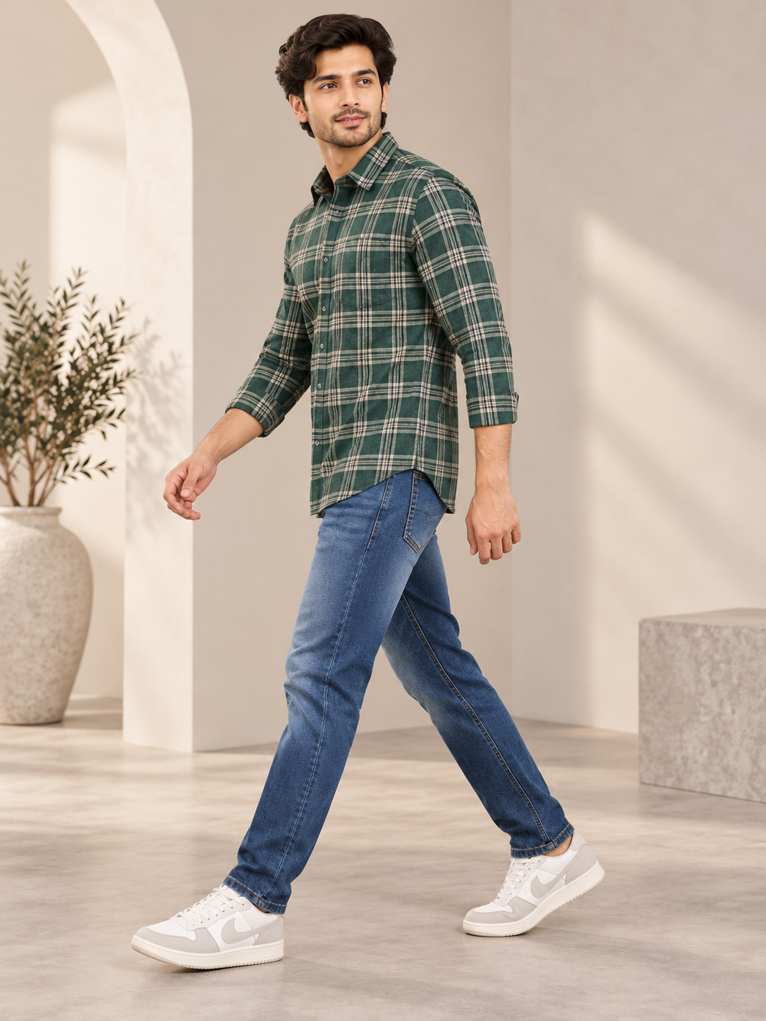 Men’s Premium Solid Casual Check Shirt