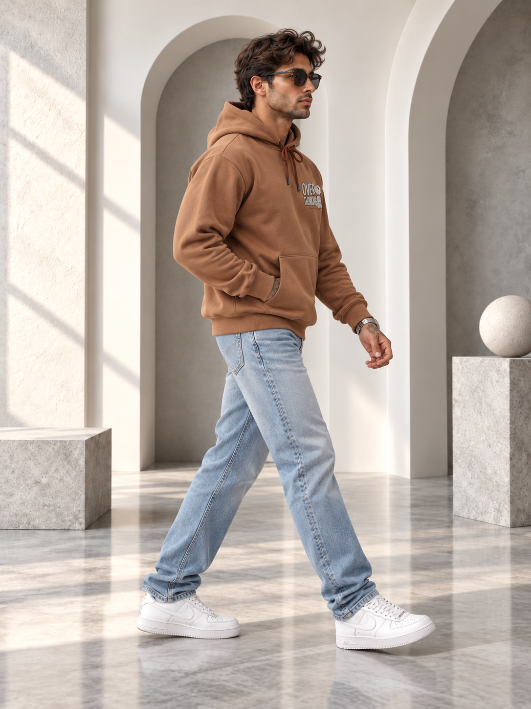 Rust Colour Regular Fit  Primium Hooded Sweatshirt