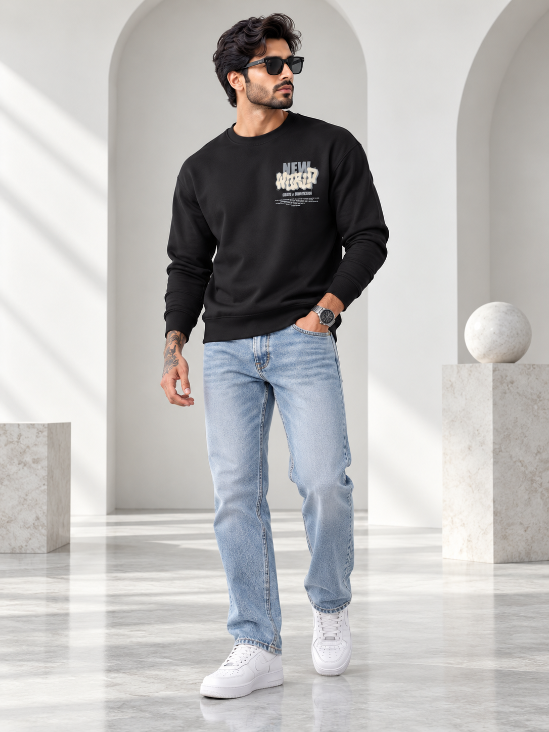 Black Colour Regular Fit  Primium Sweatshirt