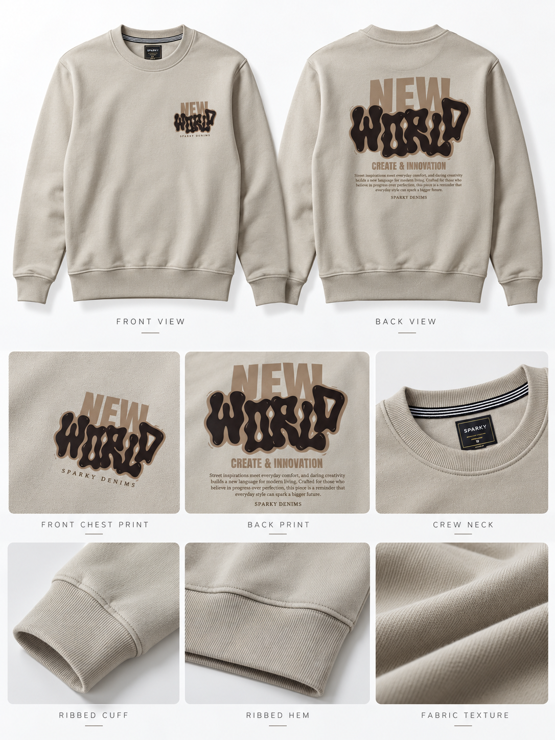 Beige Colour Regular Fit  Primium Sweatshirt