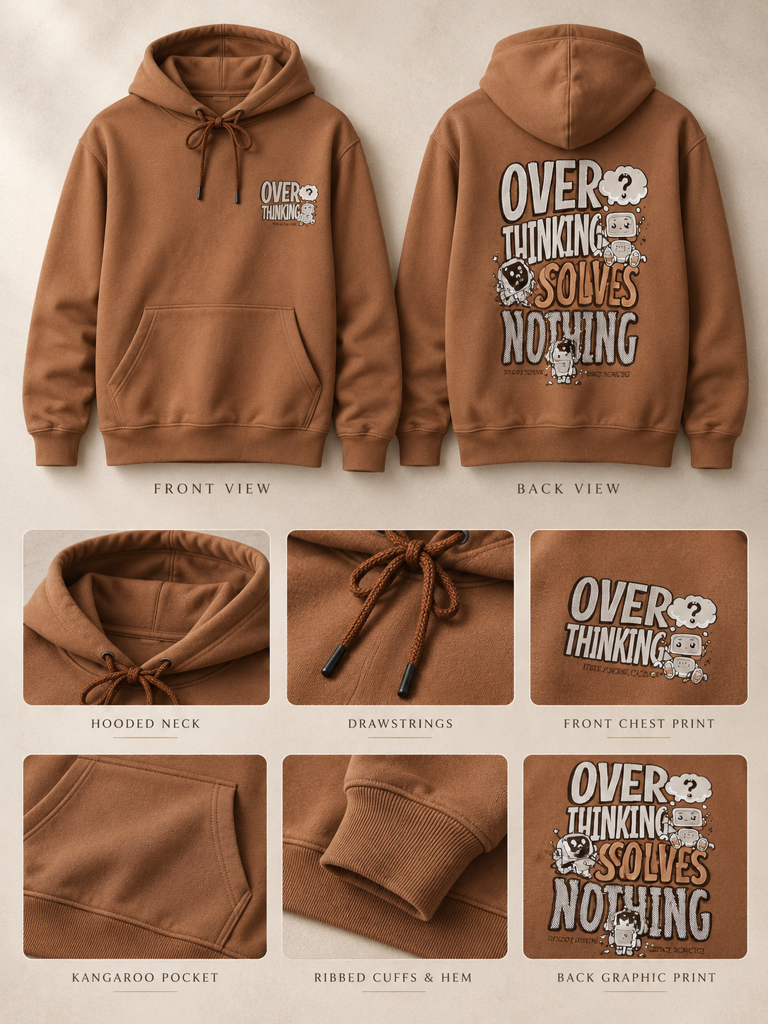 Rust Colour Regular Fit  Primium Hooded Sweatshirt