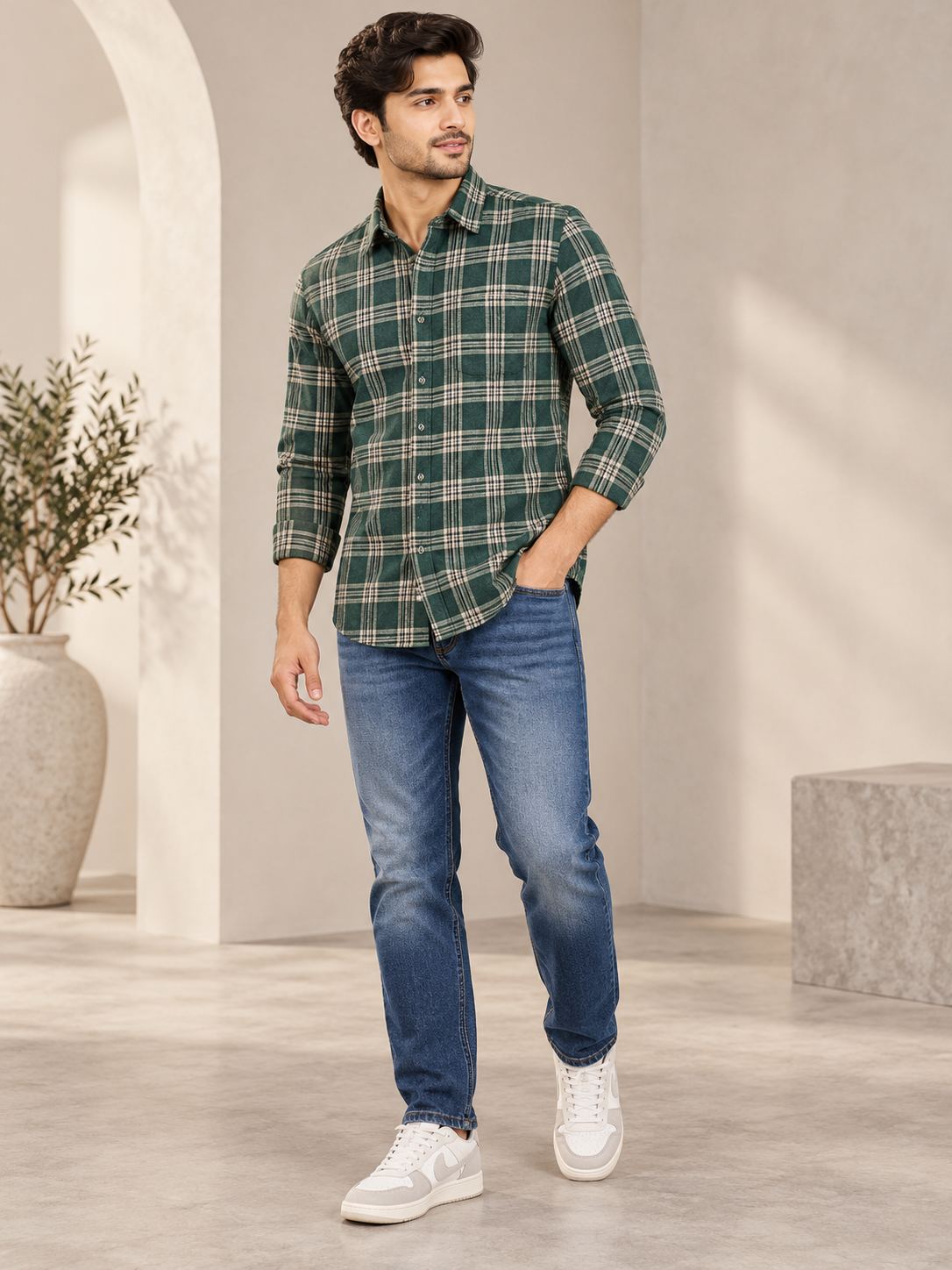 Men’s Premium Solid Casual Check Shirt