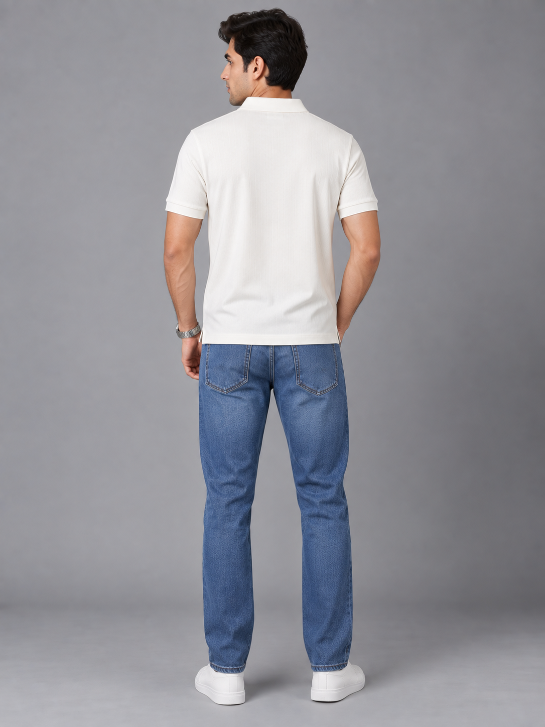 Men White Colour Premium Solid Polo T-Shirt