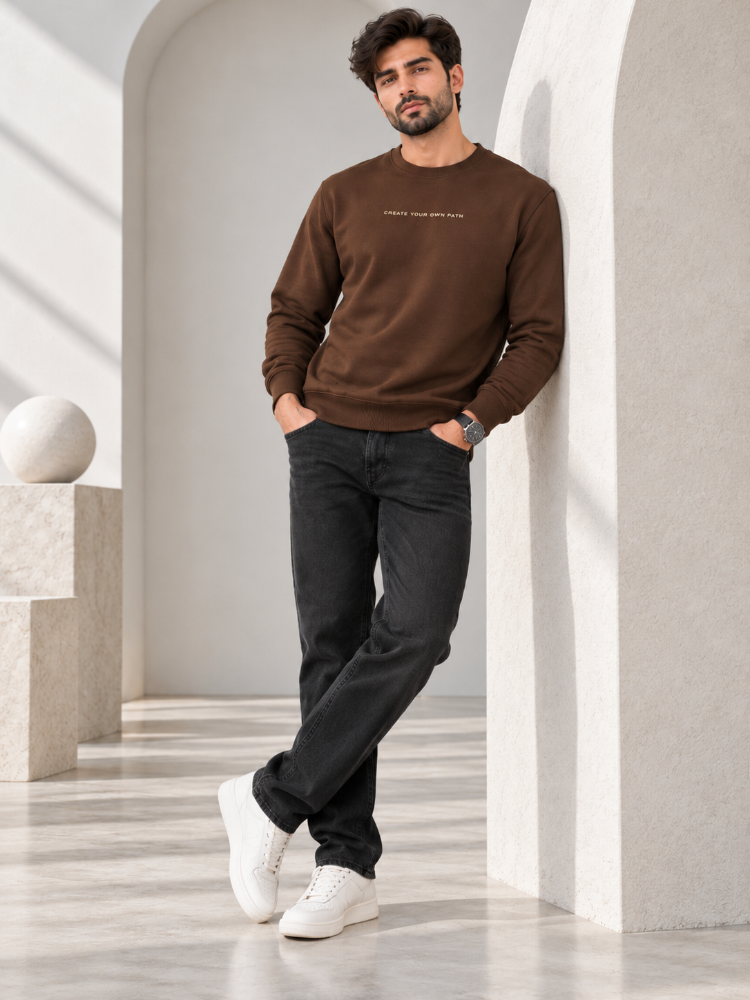 Brown Colour Regular Fit  Primium Sweatshirt