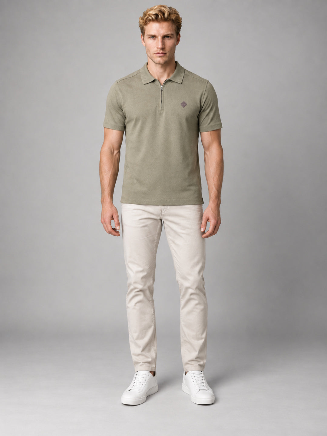Men’s Premium Cotton Blend Half Sleeve Zipper Polo T-Shirt