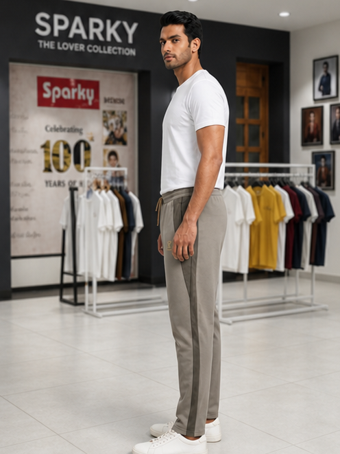 SPARKY Men Light Grey  Premium Slim Fit Track Pant | Casual Activewear Lower