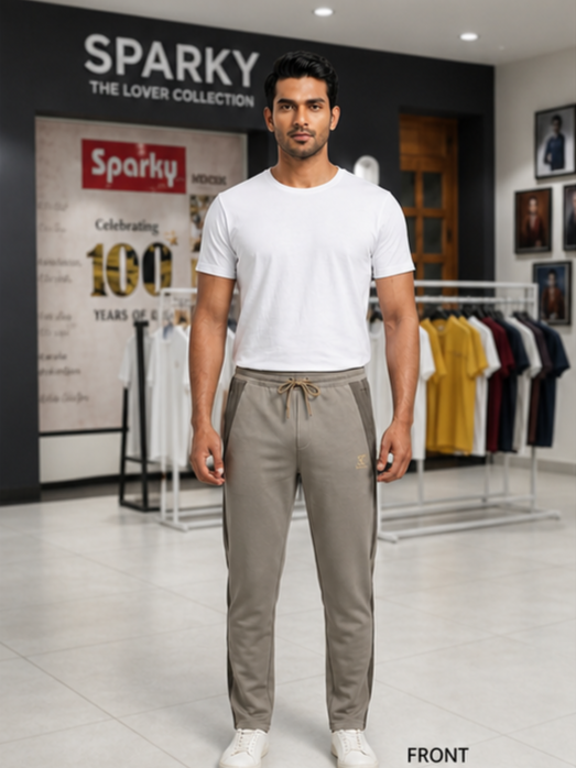 SPARKY Men Light Grey  Premium Slim Fit Track Pant | Casual Activewear Lower
