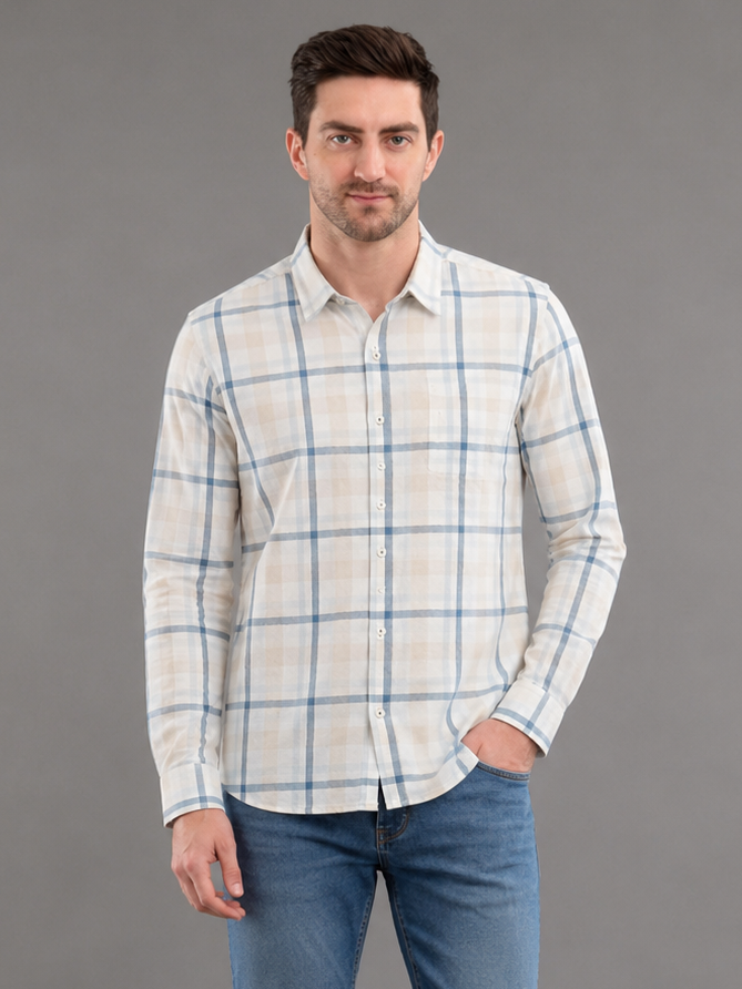 Men Premium Casual Check Shirt Full Sleeve Regular Fit