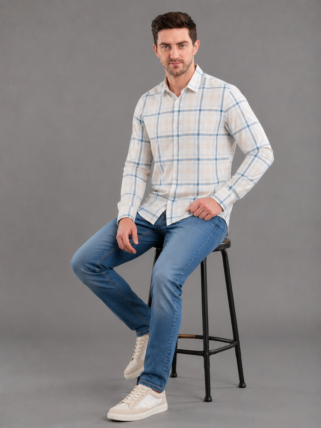 Men Premium Casual Check Shirt Full Sleeve Regular Fit